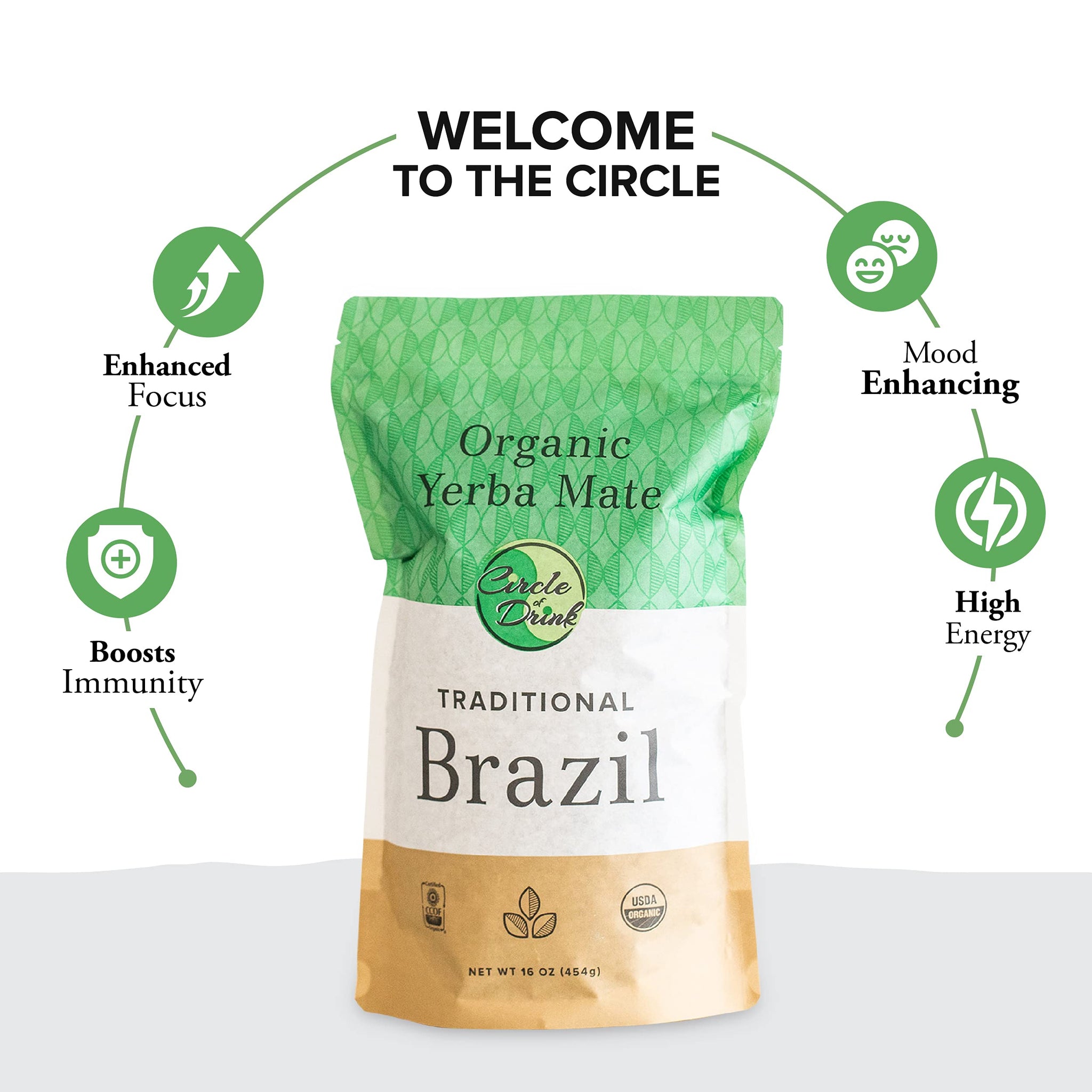 Brazil Traditional Yerba Mate Tea - 100% Certified Organic - Rainforest Shade Grown - Air Dried - Smoke Free - Robust Flavor - Natural Energy - Pure
