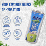 Azul Coconut Water Can, Natural Hydrating Electrolyte, 100% Organic, No Sugar Added Coconut Drink without Pieces, Gluten Free, No Artificial
