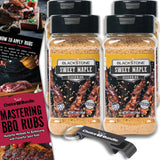 Blackstone Sweet Maple Seasoning - Gourmet Griddle Premium Barbecue Rub 4 Pk (30.4 oz) + BBQ Masters & Opener (6 Items)!