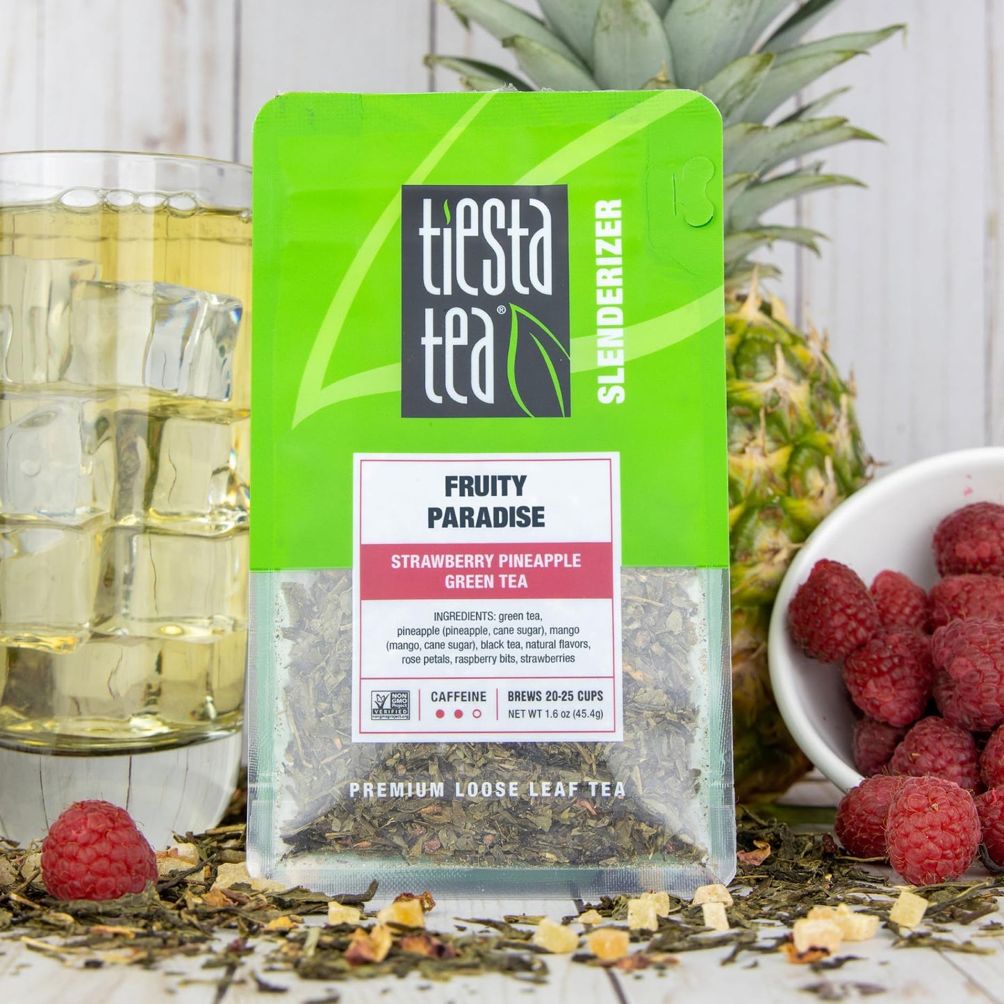 Tiesta Tea - Fruity Paradise, Strawberry Pineapple Green Tea, Premium Loose Leaf Blend, Tropical Fruit Flavor, Medium Caffeine, Hot or Iced, 20-25