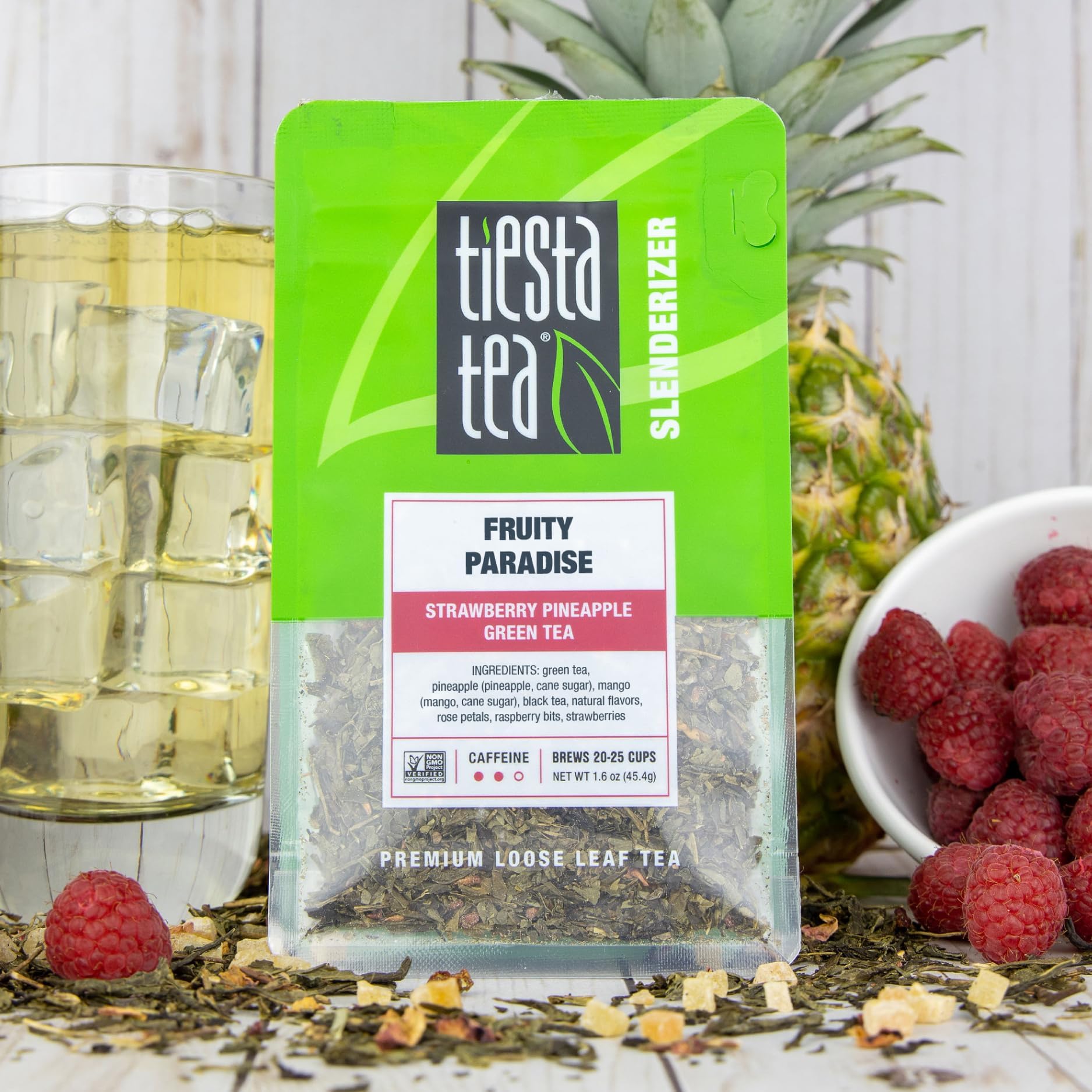 Tiesta Tea - Fruity Paradise, Strawberry Pineapple Green Tea, Premium Loose Leaf Blend, Tropical Fruit Flavor, Medium Caffeine, Hot or Iced, 20-25