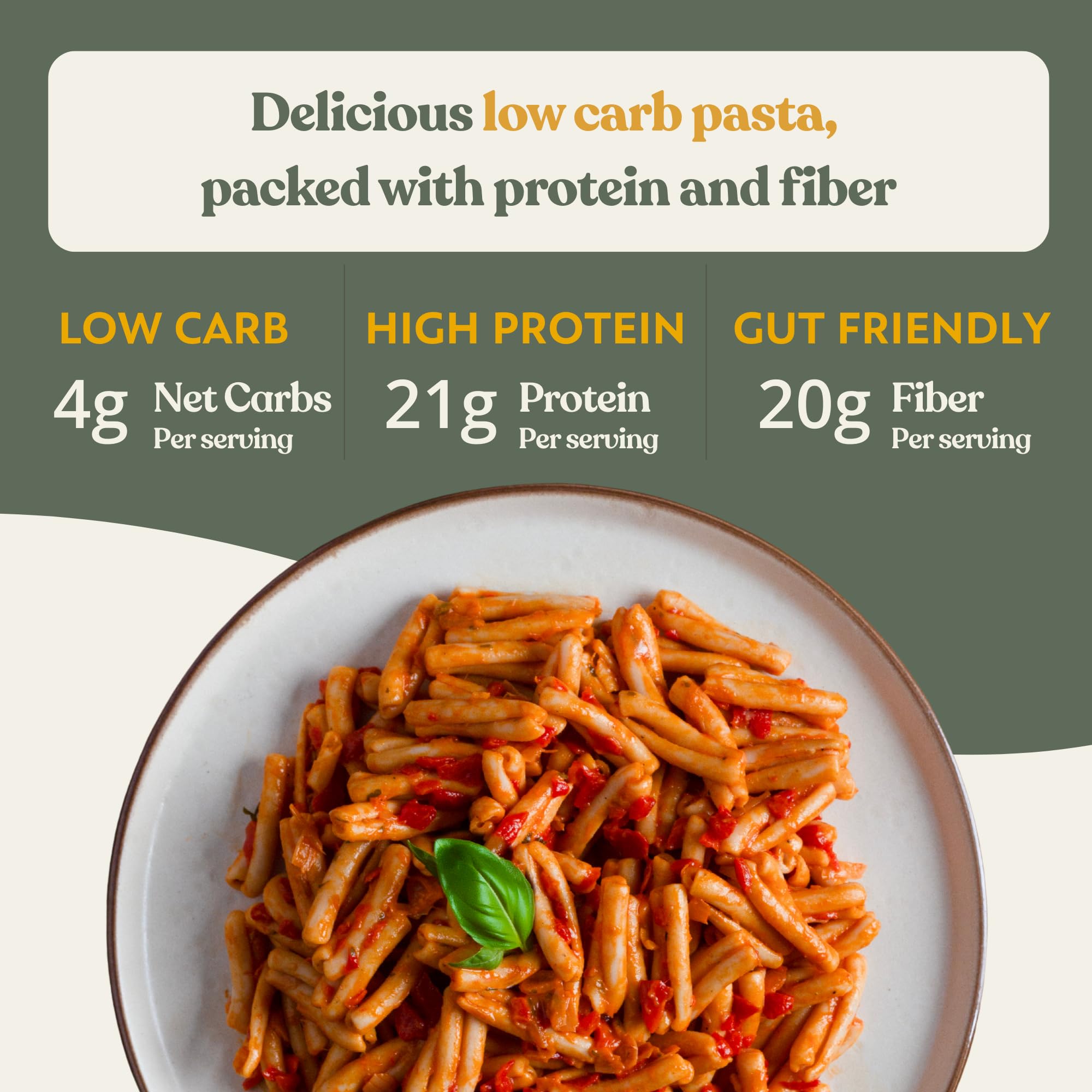 Chef’s Kiss Low Carb Strozzapreti | 4g Net Carbs, 21g Protein | Keto Friendly, Low Glycemic Pasta Made from Lupins | Gluten Free High Protein | No