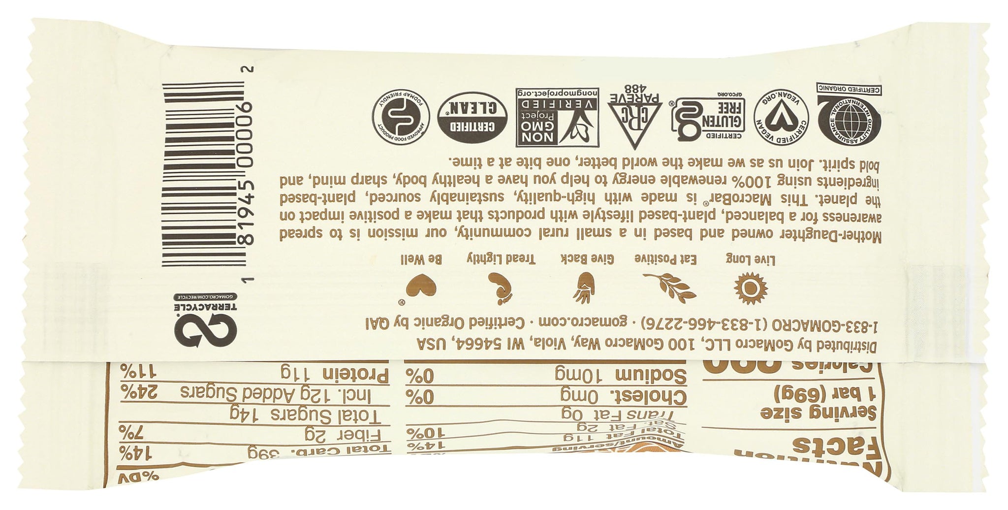 GoMacro, Protein Pleasure Bar, Peanut Butter Chocolate Chip, 2.4 oz