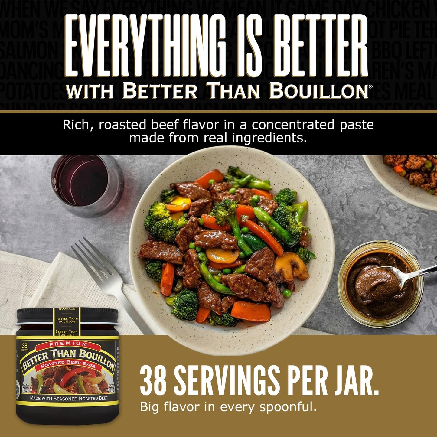 Better Than Bouillon Premium Roasted Beef Base, Makes 38 Cups of Broth, 8 oz