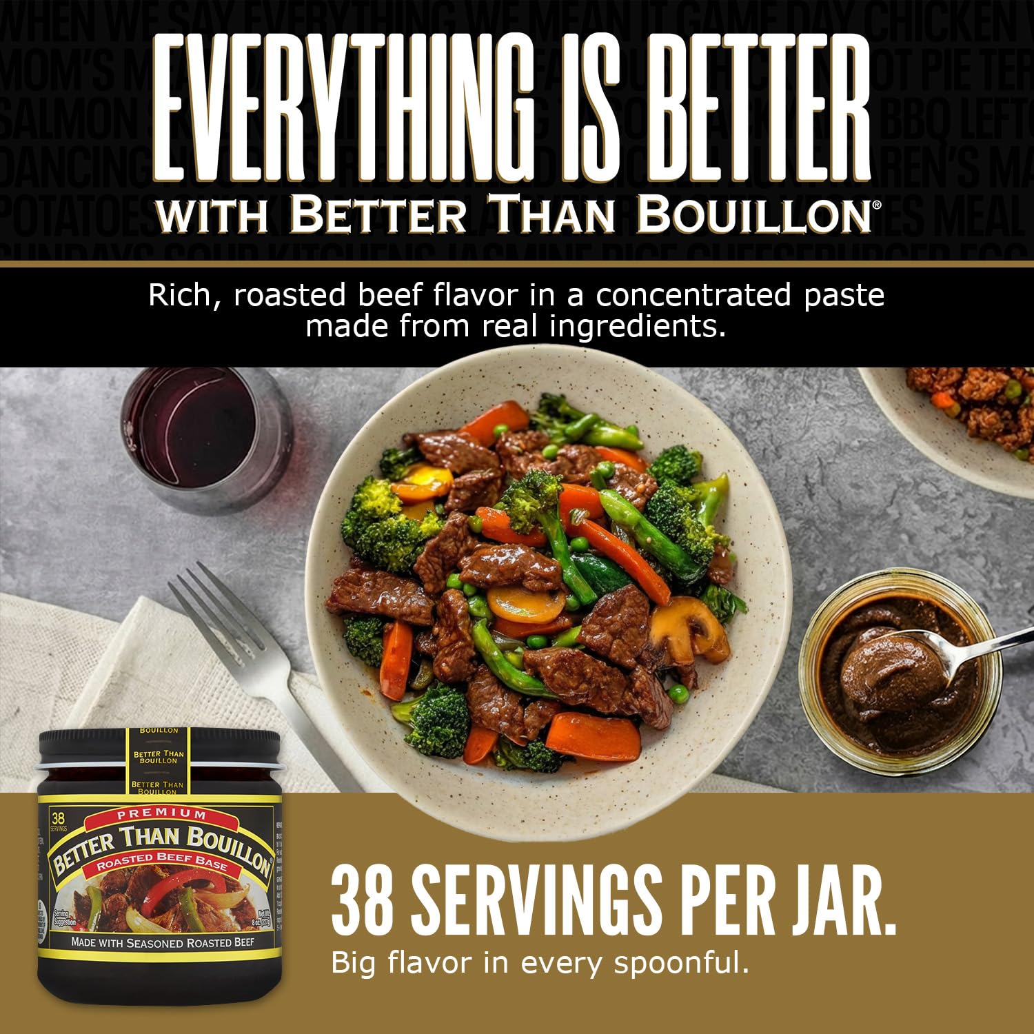 Better Than Bouillon Premium Roasted Beef Base, Makes 38 Cups of Broth, 8 oz