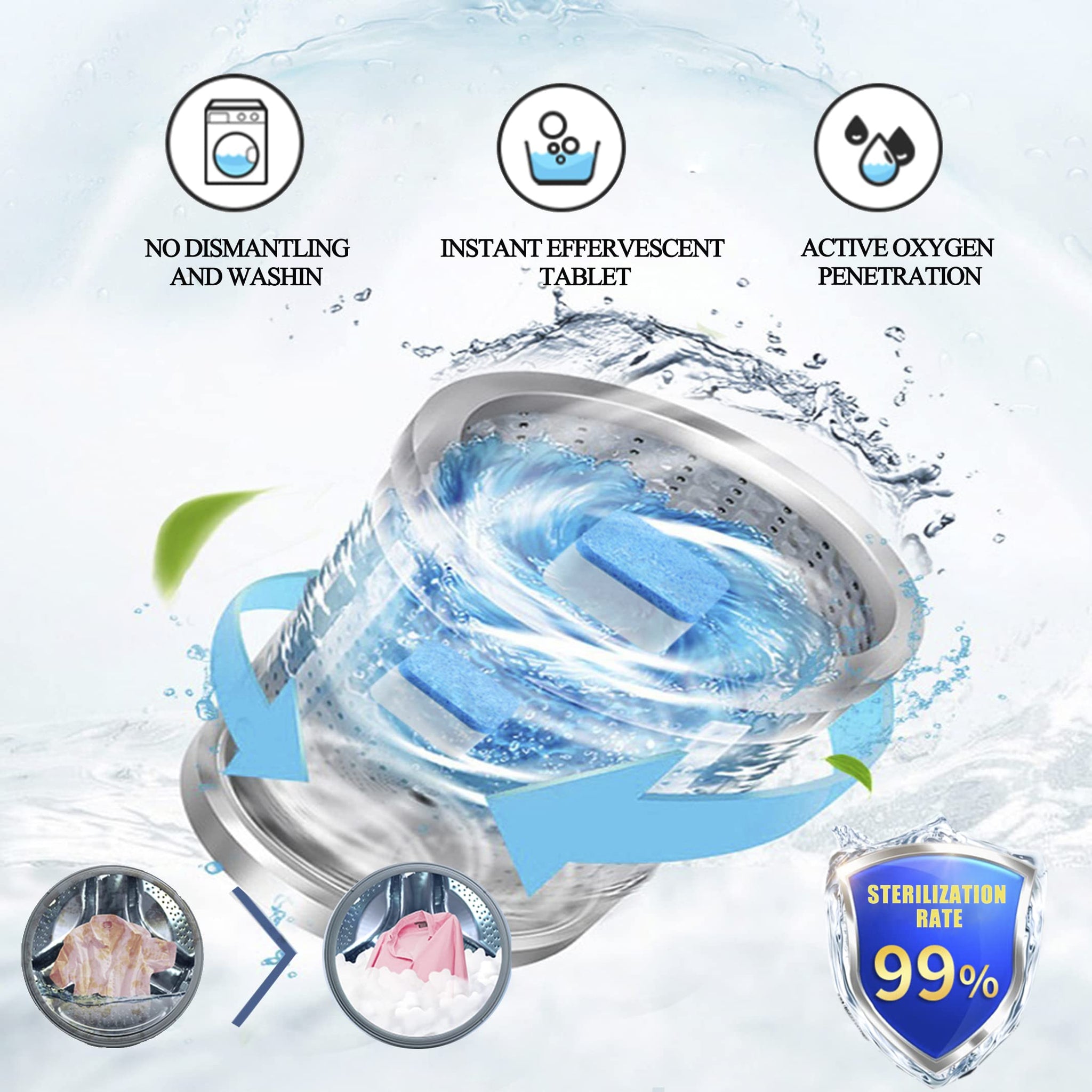 YOUGG Washing Machine Cleaner Tablets?6 Pack,Fresh Solid Washer Deep Cleaning Tablet,For HE, Front Loader&Top Load Washers