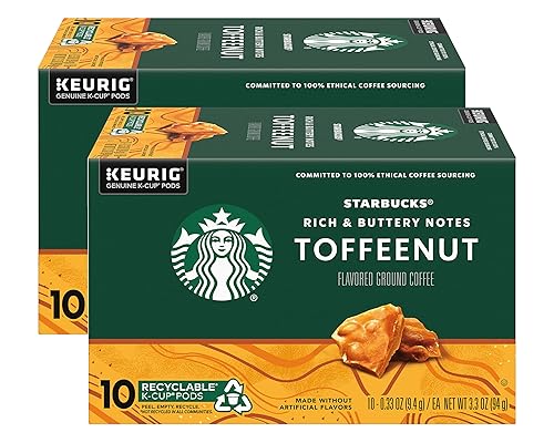 Starbucks Coffee Company Starbucks Flavored Ground Coffee K-Cup Pods, Toffeenut, Signature Collection, 100% Arabica Coffee, Recyclable K-Cups, 10
