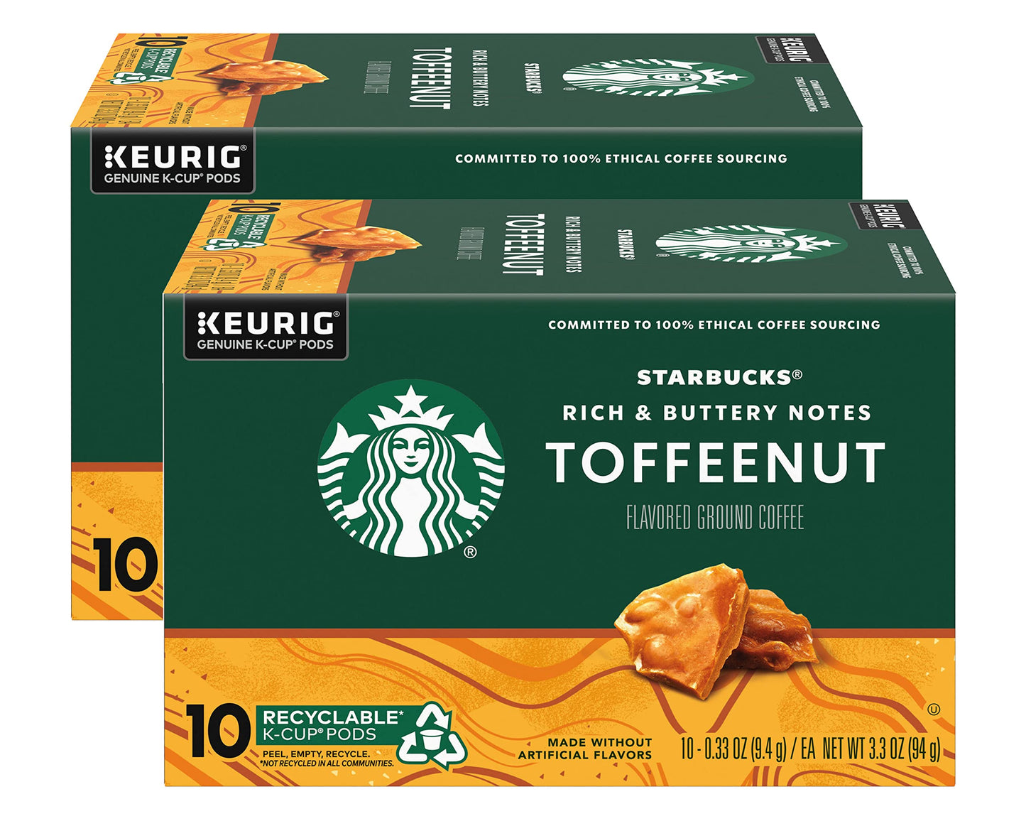 Starbucks Coffee Company Starbucks Flavored Ground Coffee K-Cup Pods, Toffeenut, Signature Collection, 100% Arabica Coffee, Recyclable K-Cups, 10