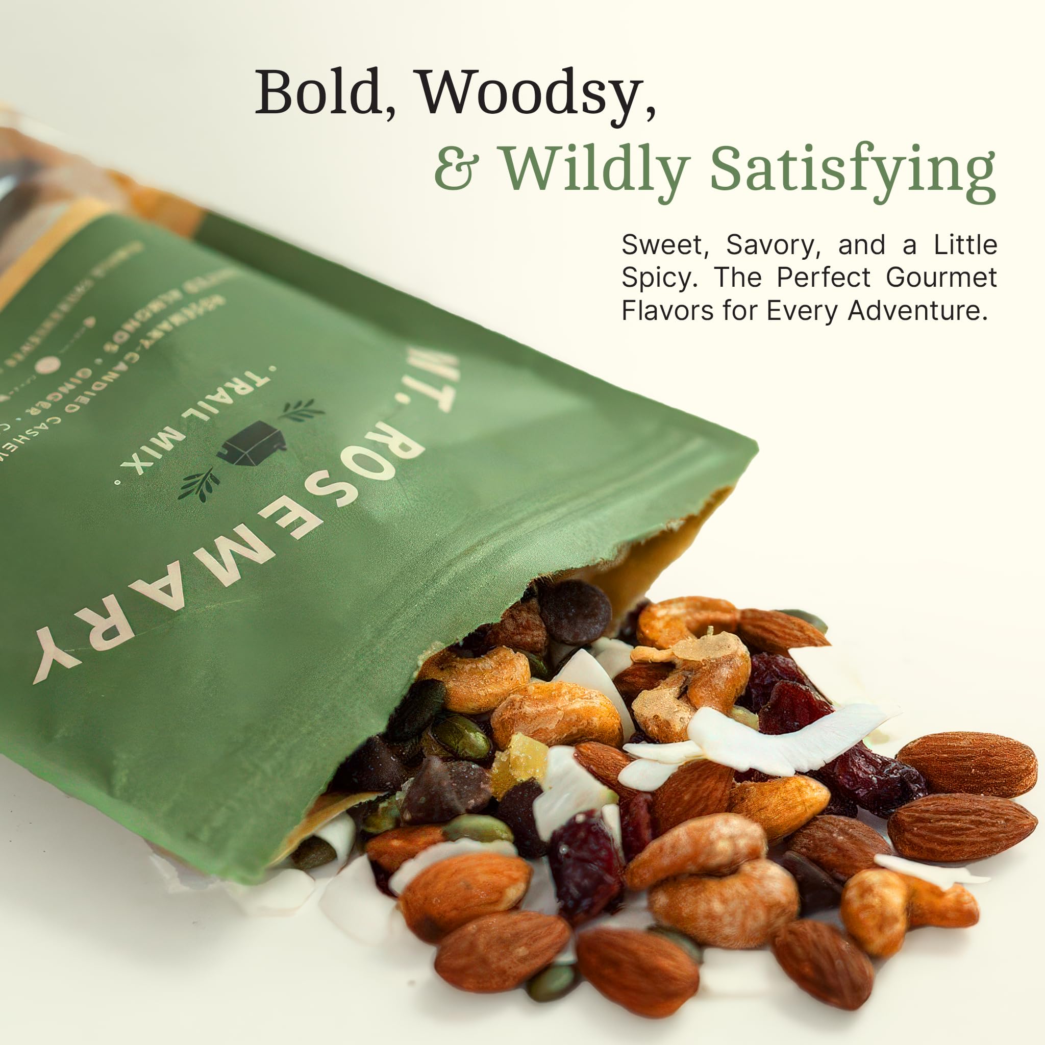 Bearclaw Kitchen Mt. Rosemary Trail Mix 3-Pack - Gourmet Snack with Rosemary Cashews, Dark Chocolate, Ginger & Pumpkin Seeds - Grain-Free