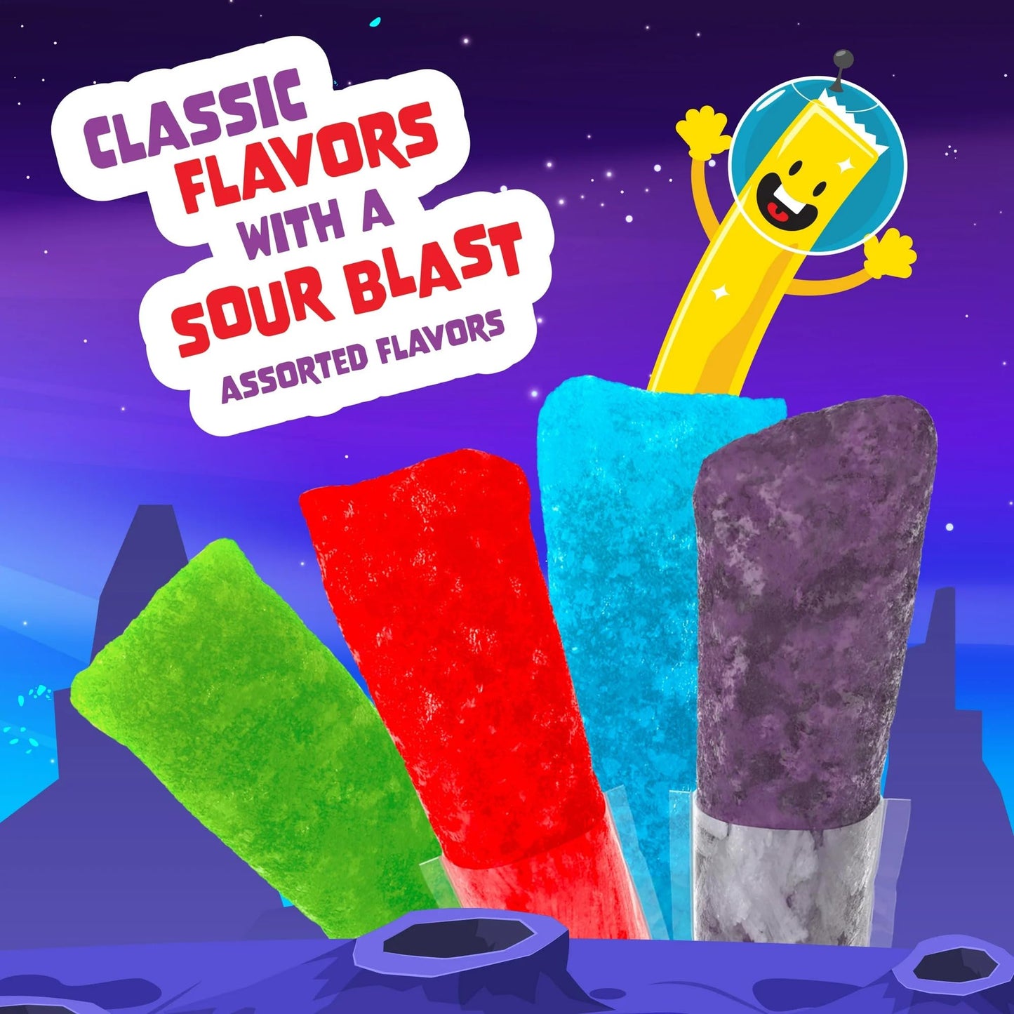 FunPops Sour Blast Freeze Pops, Variety Pack, 2 oz, 48 Count Box