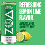 ZOA Energy Sugar Free Energy Drinks With Electrolytes For Hydration, Lemon Lime - 12 Fl Oz (12-Pack)