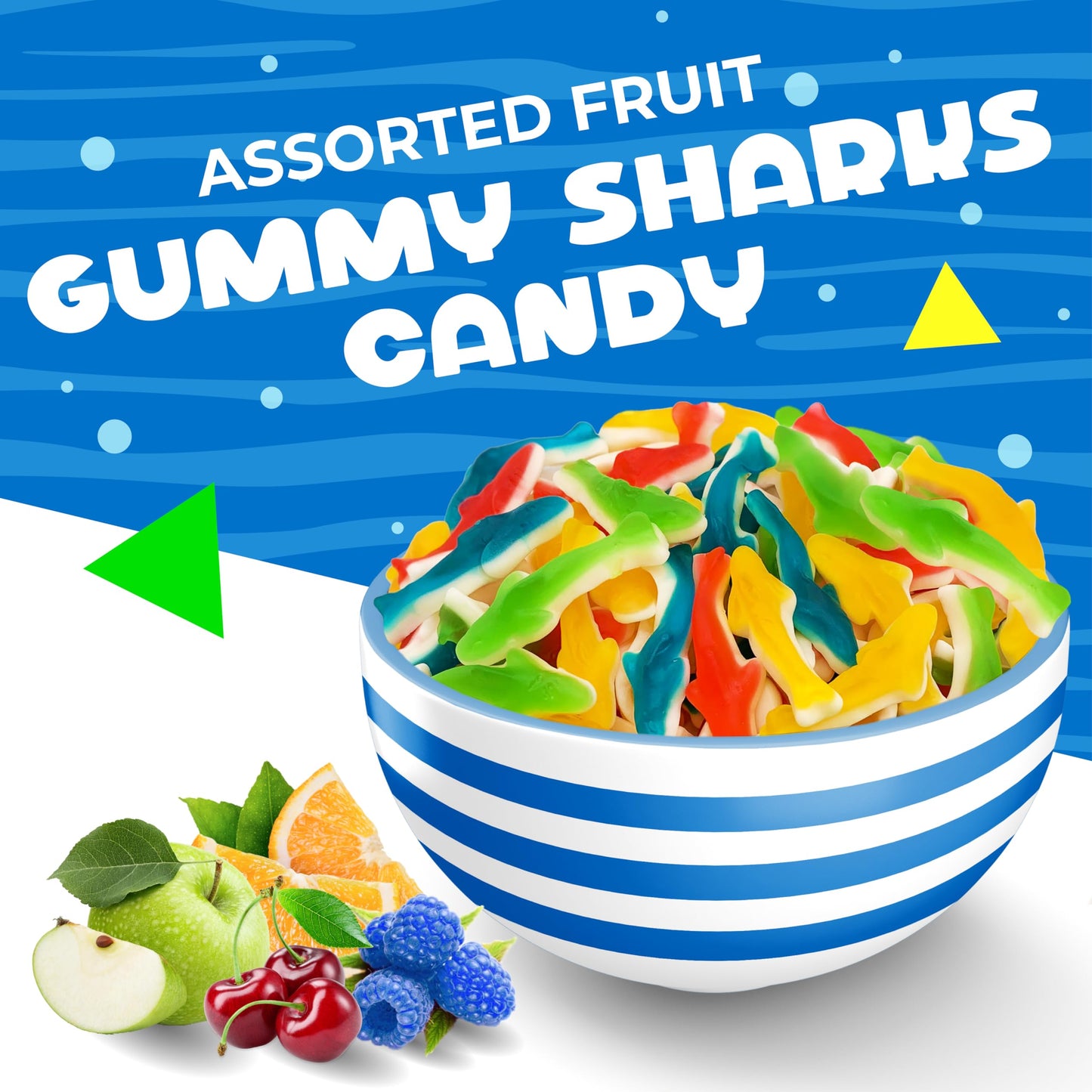 Gummy Sharks Candy | 2 Pound Bag | Assorted Fruit Flavors