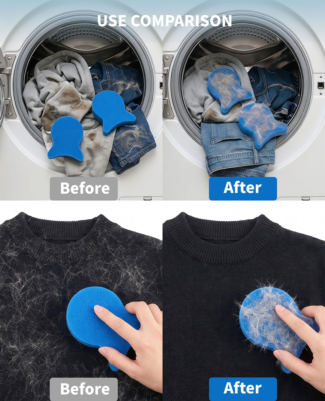 Waaqkid 12PCS Reusable Pet Hair Remover for Laundry, Pet Hair Catcher Lint Remover Tool for Washer Dryer - Effectively Removes Fur, Dander from