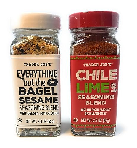 Trader Joe's Seasonings Bundle - Everything But The Bagel Sesame and Chile Lime Seasoning Blends (1 of each)