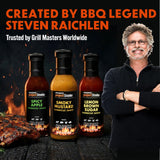 Steven Raichlen's Project Smoke BBQ Sauce Gift Set - 3 Pack Gourmet Barbecue Variety (Spicy Apple, Smoky Mustard, Lemon Brown Sugar) - Premium