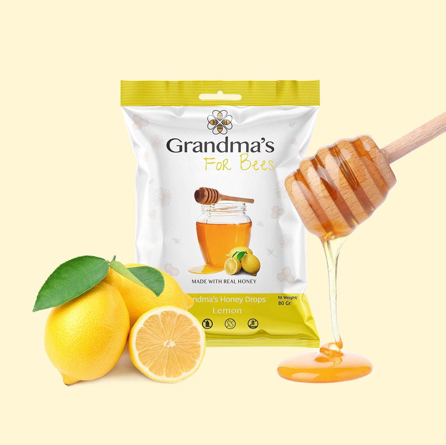Grandma's For Bees | Honey and Lemon 80g X Pack of 4