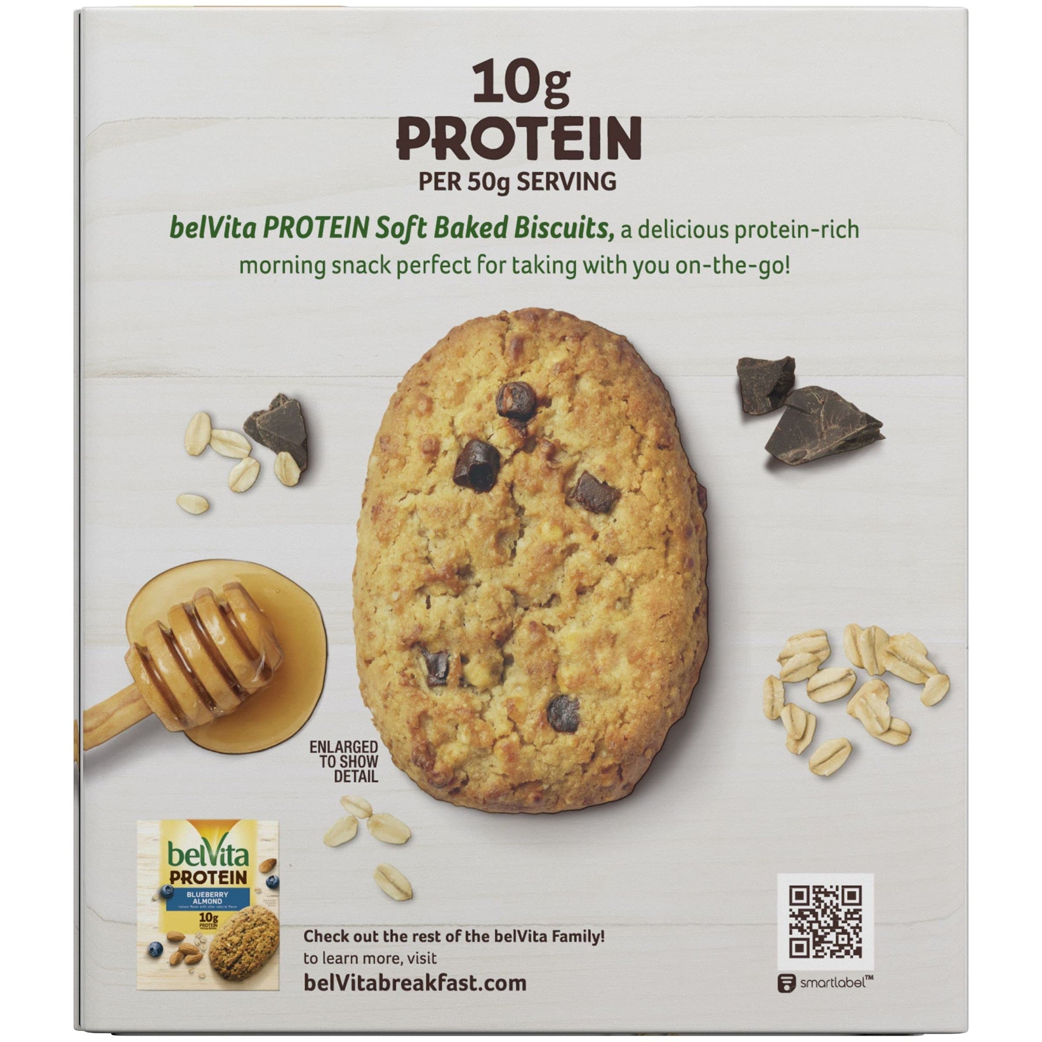 belVita Protein Soft Baked Biscuits, Oats Honey & Chocolate Flavor, 4 Packs