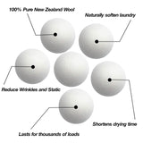 Wool Dryer Balls XL 6-Pack - 100% Pure New Zealand Wool, Ecoigy Natural Fabric Softener, Reduces Wrinkles & Drying Time, Ideal for Essential Oils
