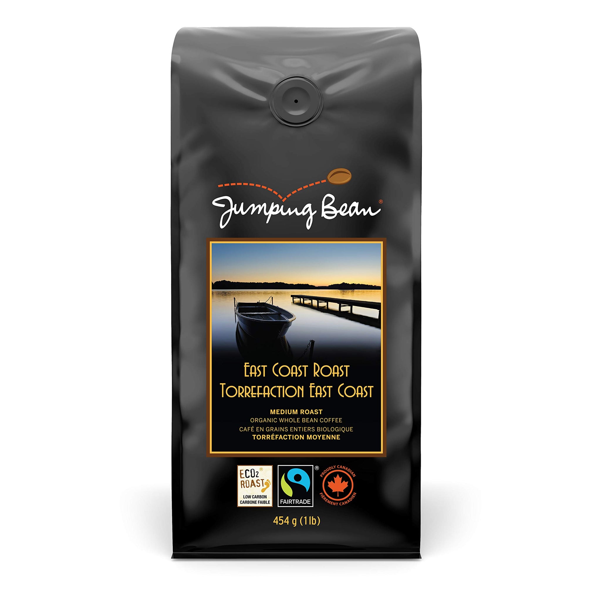 Jumping Bean Organic East Coast Roast Whole Bean Coffee, 454 GR