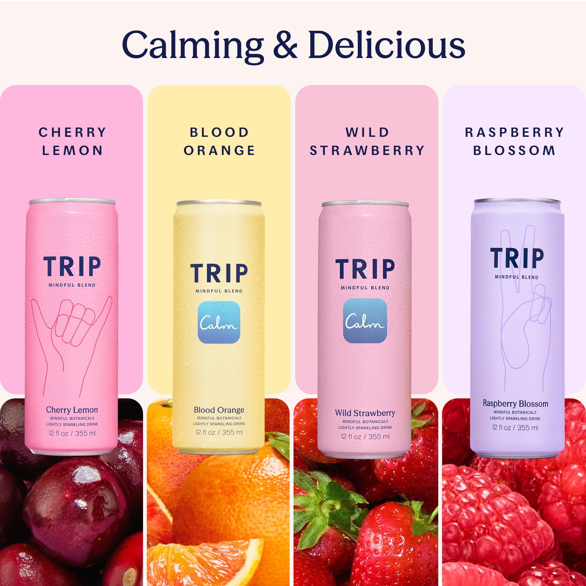 TRIP Lightly Sparkling Adaptogen Seltzer, Non-Alcoholic Mocktail with Magnesium, Ashwagandha, Lions Mane & L Theanine, No Added Sugar, Vegan, Citrus