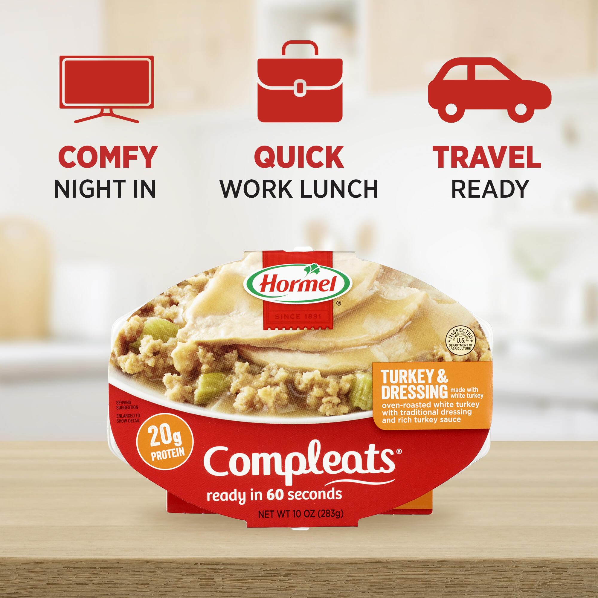 HORMEL COMPLEATS Turkey & Dressing Microwave Tray, 10 oz. (6 Pack)