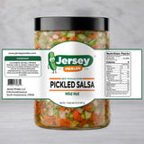 Jersey Pickles - Pickle Salsa - Fresh Cucumber Salsa, Crunchy Vegetable Mix, Vinegar Brined Dip, Ready to Eat Snacks, Quart Jar 32oz (2 Pack, Mild