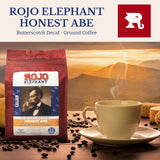 Rojo Elephant Honest Abe Butterscotch Flavored Handcrafted Decaf Ground Coffee, Single-Origin 100% Arabica Beans, Swiss Water, Mountain Water Process