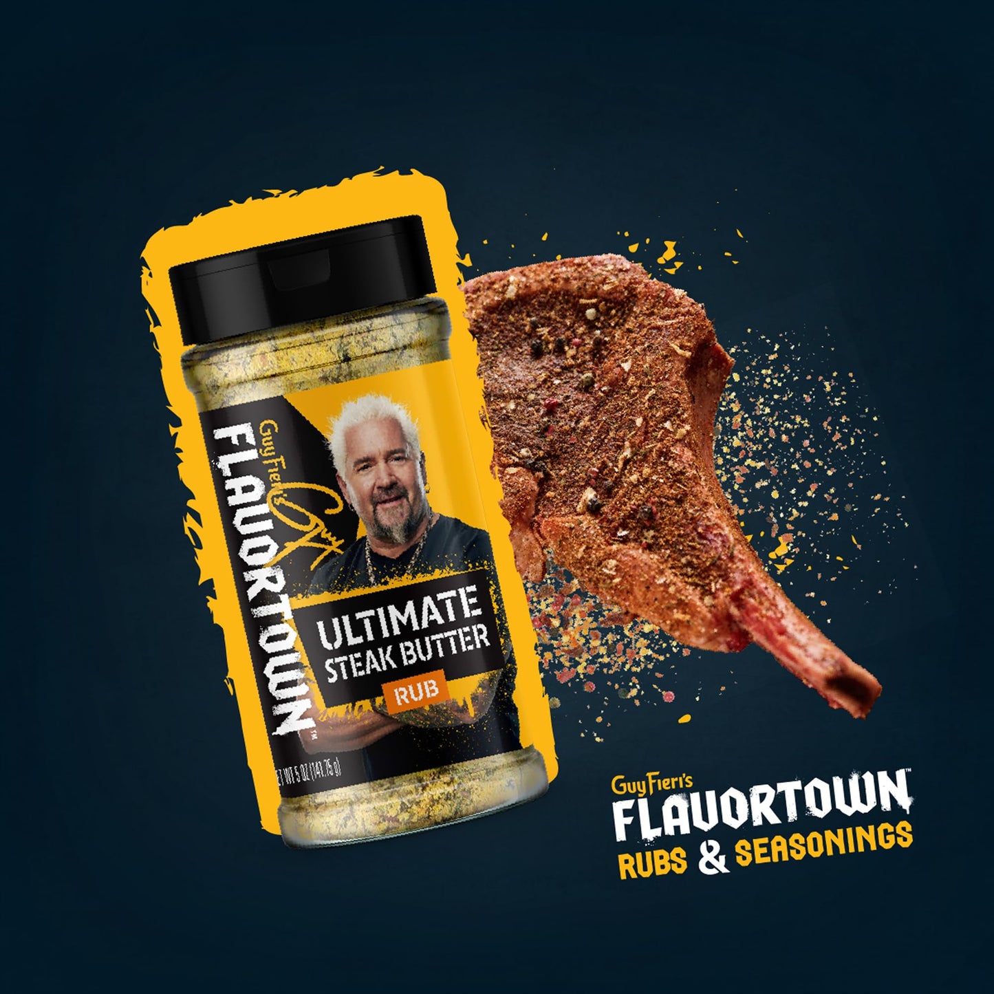 Guy Fieri's Flavortown Ultimate Steak Butter Seasoning - Blend of Salt, Spices, & Garlic, Gluten-Free Meat Rub for Cooking & Grilling, Use on Steaks