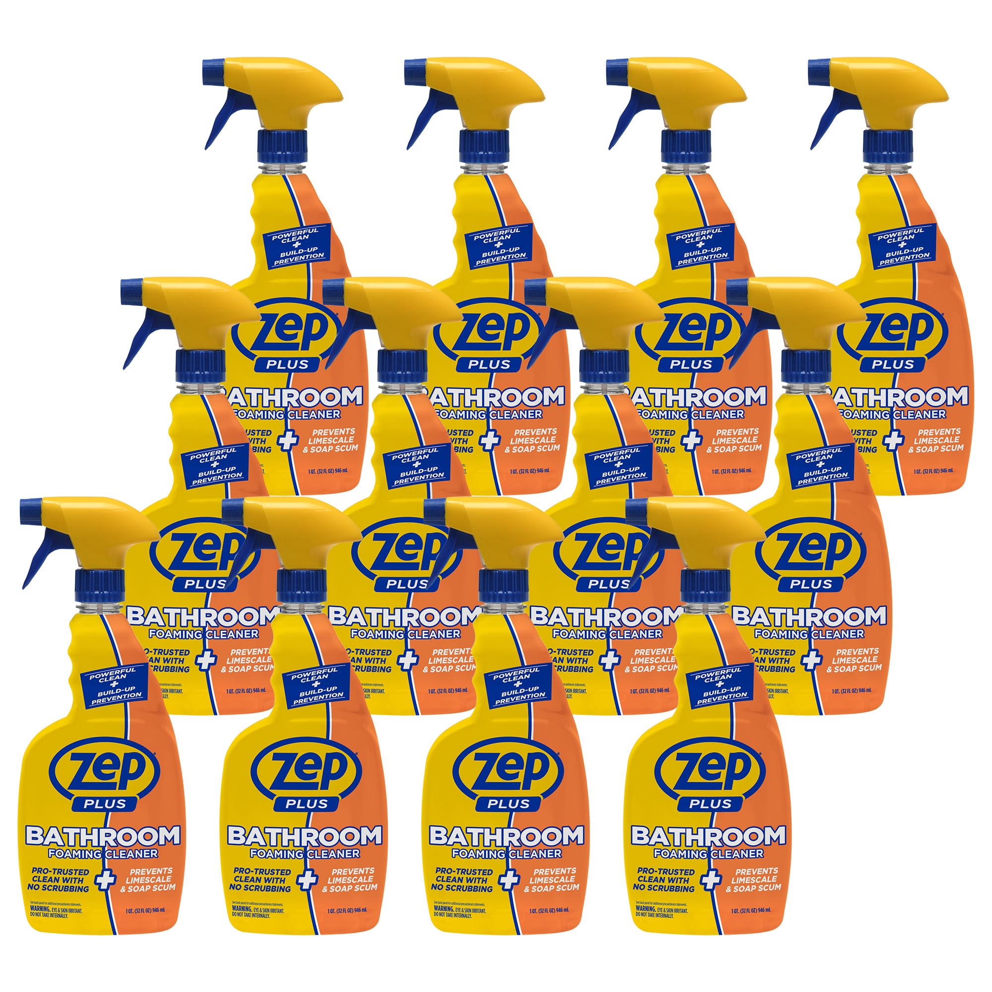 Zep Plus Bathroom Foaming Cleaner - 32 OZ (Case of 12) - R54012 - Prevents Soap Scum Buildup + Long-Lasting Protection - Bleach-free