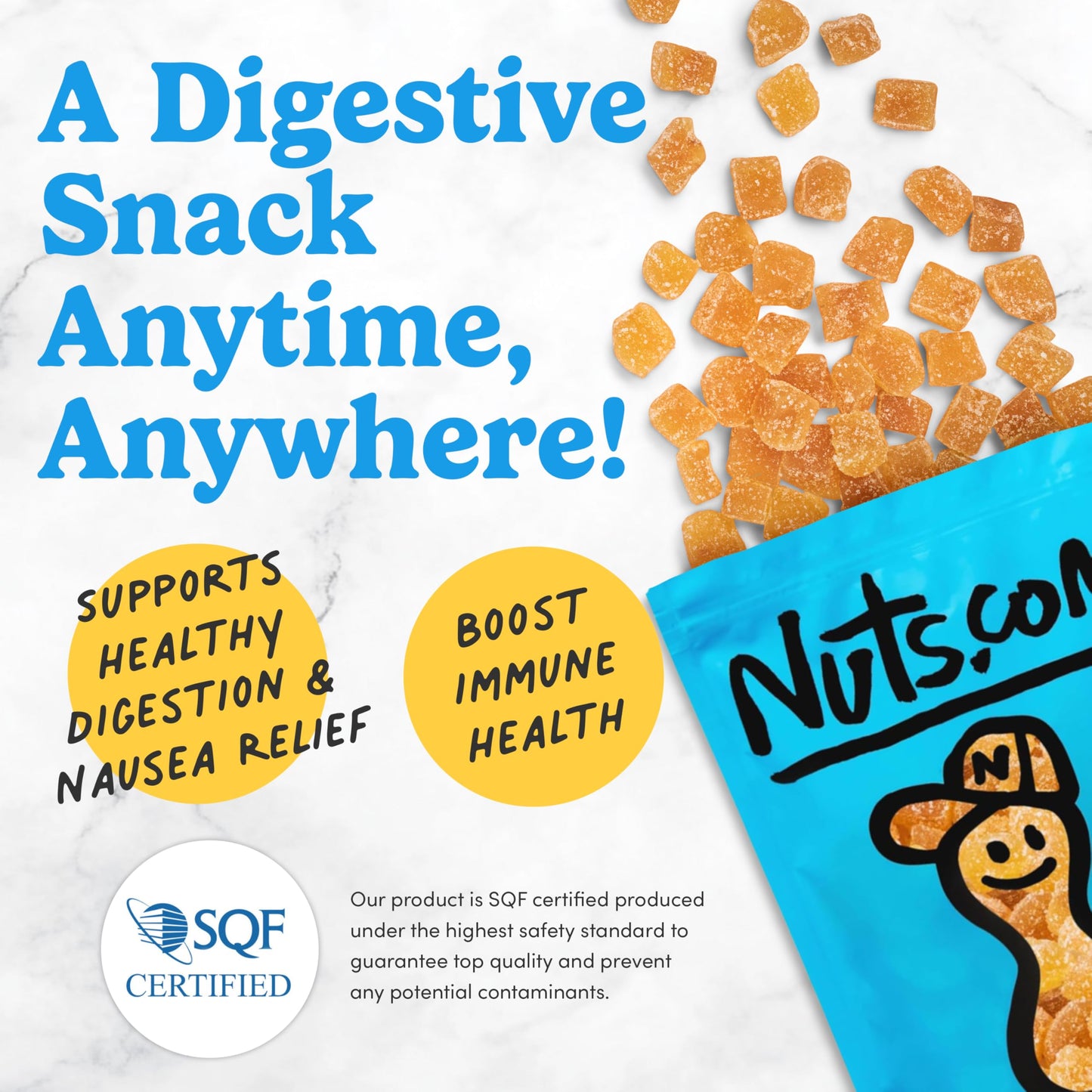 Nuts com Organic Crystallized Ginger - Premium Crystallized Ginger Pieces - Spicy & Sweet Candied Ginger Crystals - Dried Ginger Chunks, Root