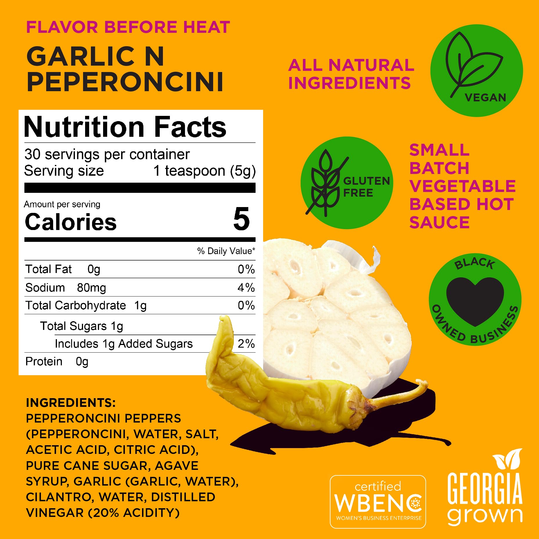 Hot N Saucy | Garlic N Peperoncini Hot Sauce, 5 fl oz
