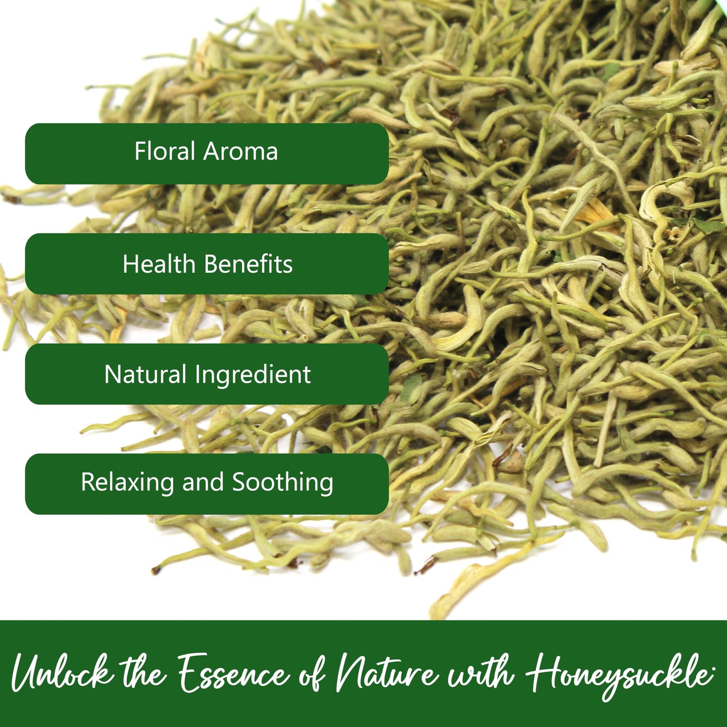 NPG Dried Honeysuckle Bulk 16 Oz, Jin Yin Hua, Natural Herbal Tea, Sweet Floral Aroma, Resealable Packaging, Versatile for Relaxing Teas, Traditional