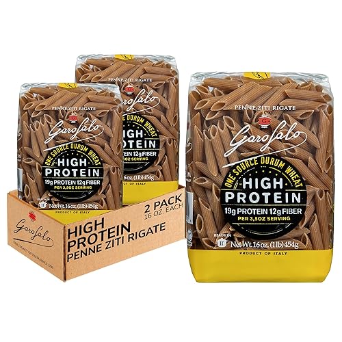 Garofalo - High Protein Penne Rigate Pasta | Premium Durum Wheat Semolina with 19g Protein & 12g Fiber | Italian Made, Bronze-Drawn, PGI Certified (16