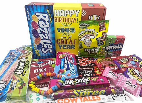 RETRO CANDY YUM ~ 1985 41st Birthday Nostalgic Candy Gift Basket Box Assortment from Childhood Memories for 41 Year Old Woman or Man Born 1985 jr