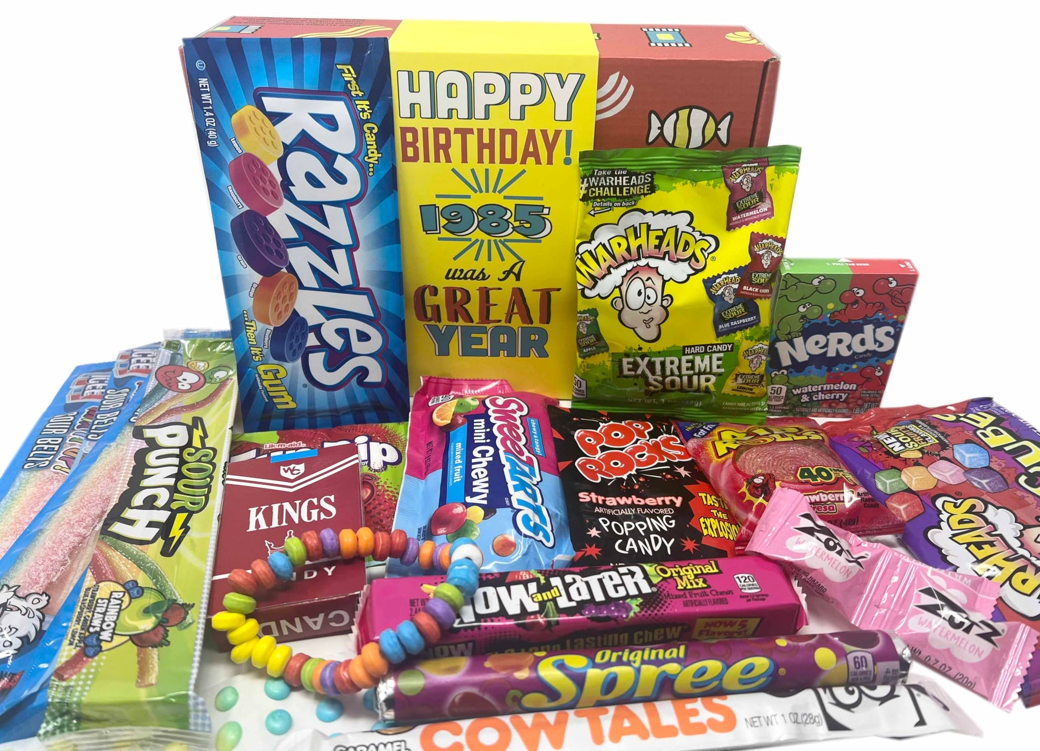 RETRO CANDY YUM ~ 1985 41st Birthday Nostalgic Candy Gift Basket Box Assortment from Childhood Memories for 41 Year Old Woman or Man Born 1985 jr