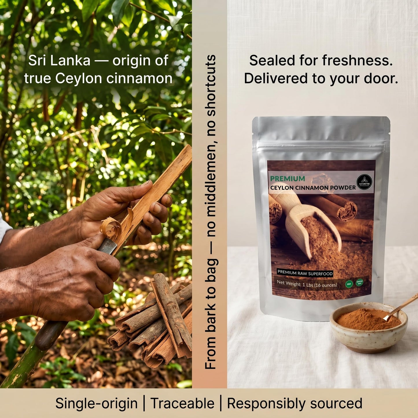 Ceylon Cinnamon Powder (1lb), Ground Premium Quality by Naturevibe Botanicals | Gluten-Free, Keto Friendly & Non-GMO (16 ounces)