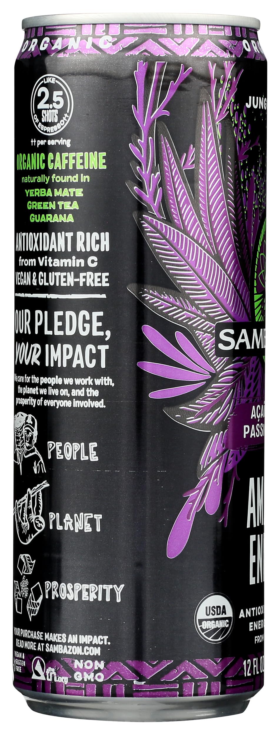 Sambazon Organic Amazon Energy Drink Jungle, Love Acai Berry and Passionfruit (153240245) Passion Fruit, 12 Fl Oz