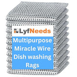 LyfNeeds Non Scratch Wire Dishwashing Rag, 8 Pack Double Layer Reusable Wire Dishcloth, Silver Mesh Metal Cleaning Cloth for Pots, Pans, Sink, Steel