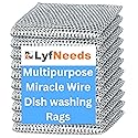 LyfNeeds Non Scratch Wire Dishwashing Rag, 8 Pack Double Layer Reusable Wire Dishcloth, Silver Mesh Metal Cleaning Cloth for Pots, Pans, Sink, Steel