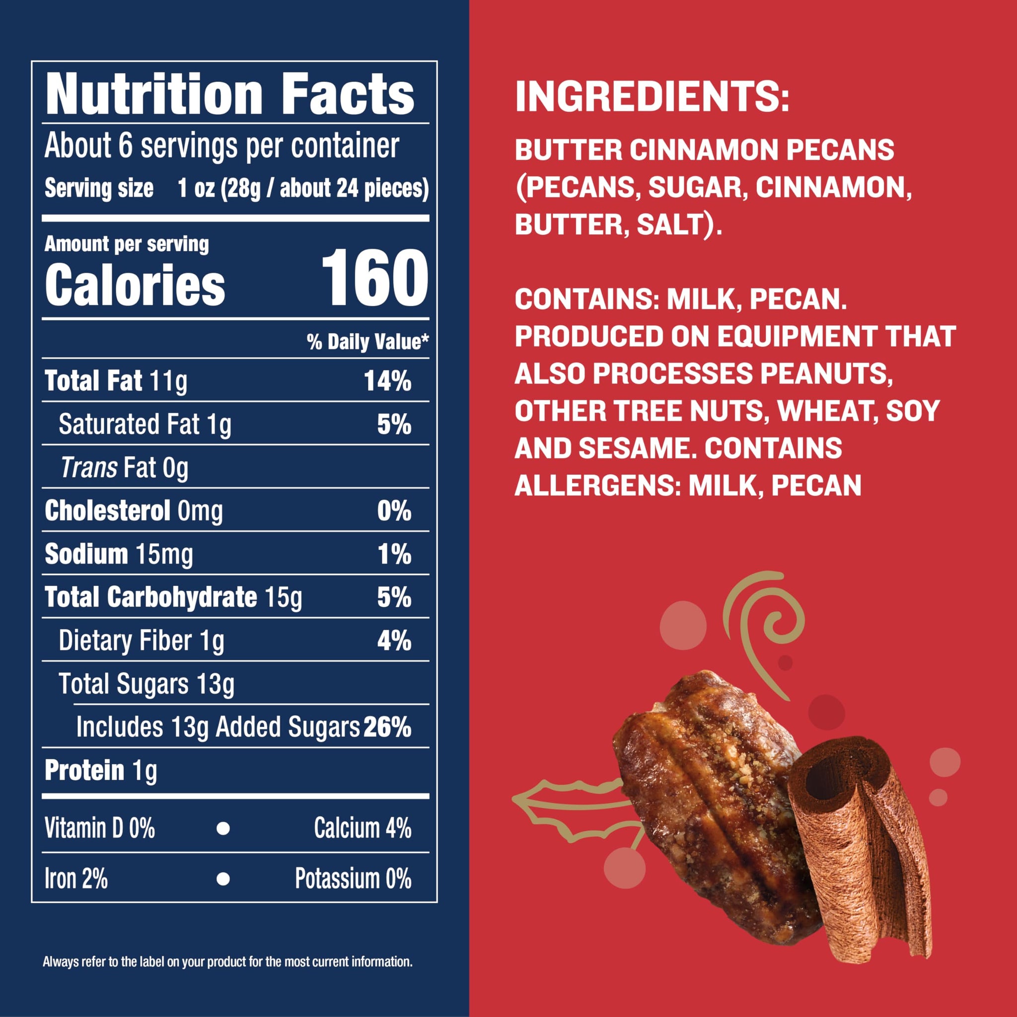 PLANTERS Limited Edition Kettle Cooked Cinnamon Pecans, Butter Flavored Pecans Snack, 5.5 oz Bag, Perfect for Snacking and Sharing