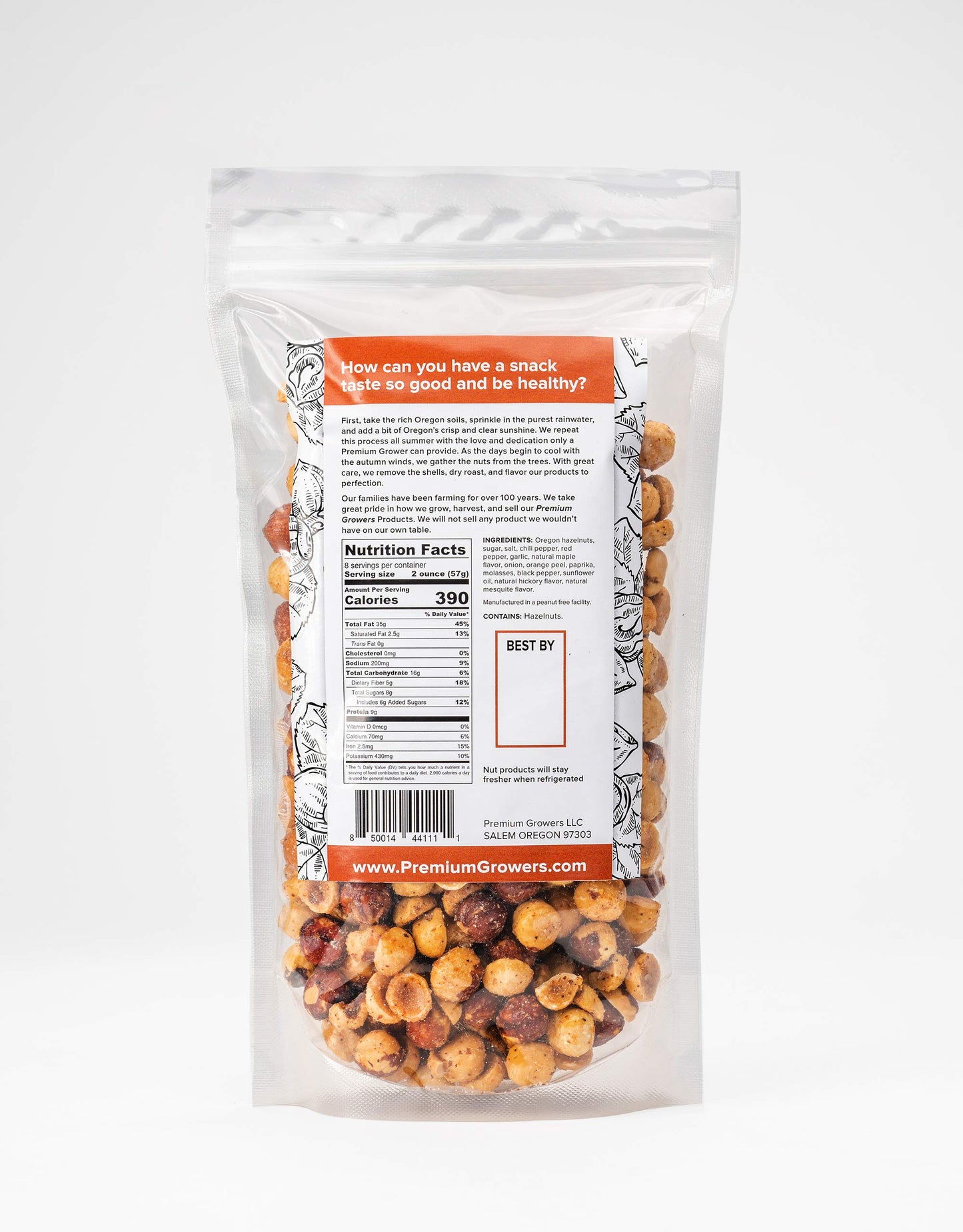 Oregon Natural Hazelnuts, Farm Fresh and Direct Sweet Savory Premium Dry Roasted Hazelnuts - Kosher Certified - 1 LB Bag