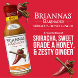 BRIANNAS - Sriracha Honey Ginger Marinade - Small Batch, Gluten Free Marinade made with Premium Ingredients - 12 oz. Bottle