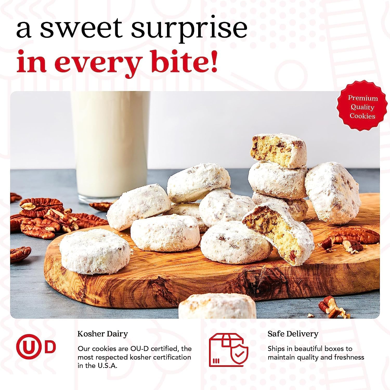 David's Cookies Gourmet Butter Pecan Meltaway Round Tin with Crunchy Pecans and Powdered Sugar, All-Natural Ingredients, Kosher, Ideal Present
