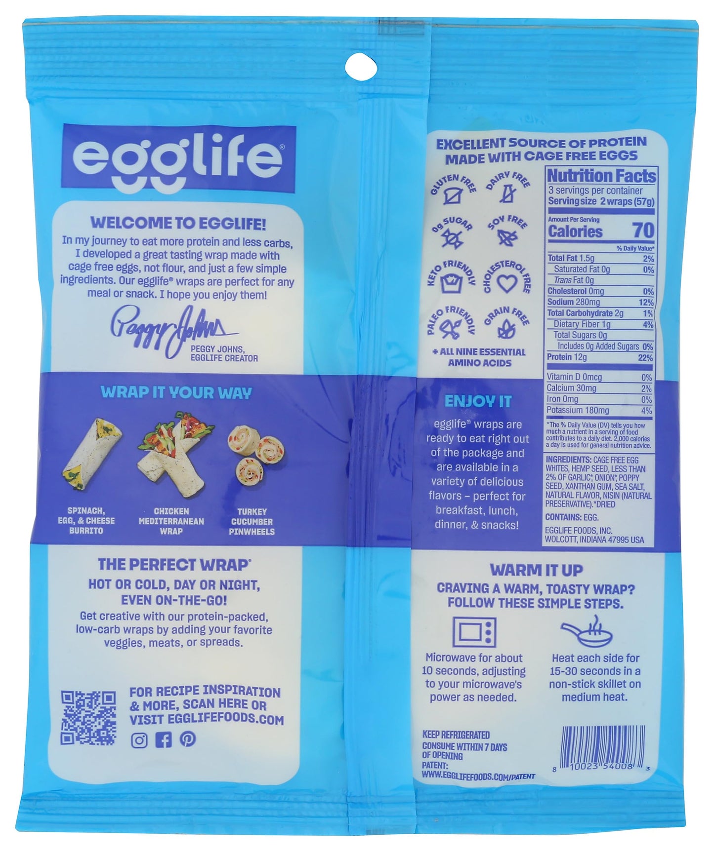 Egglife, Wraps Egg White Everything Bagel, 6 Ounce