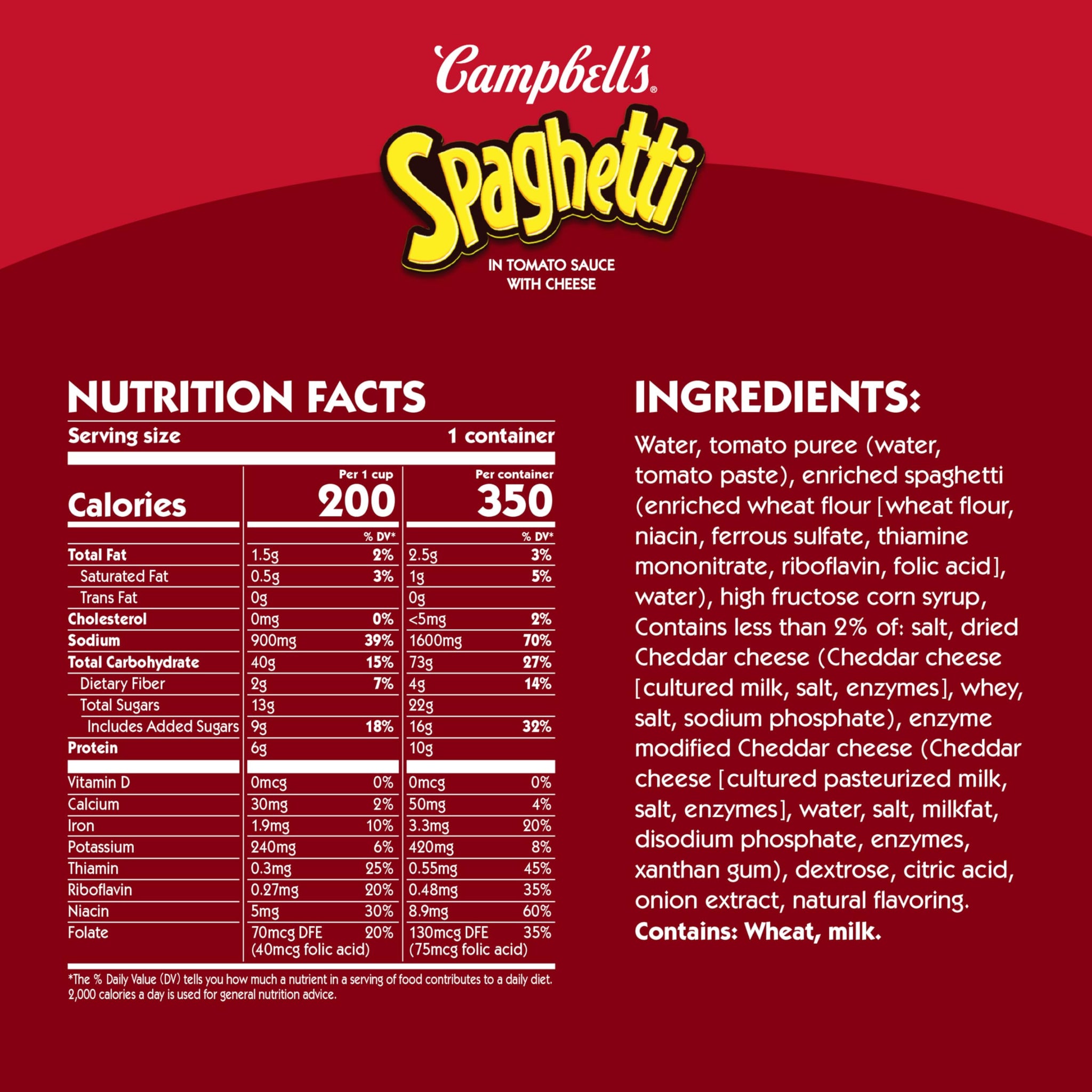 Campbell's Canned Spaghetti, Snacks for Kids and Adults,15.8 OZ Can