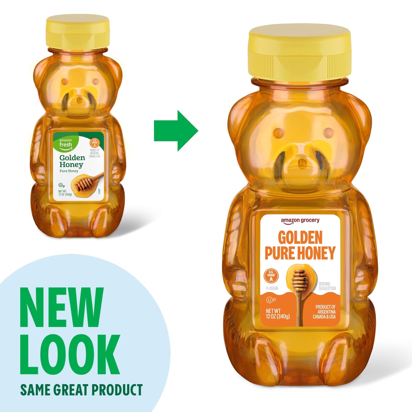 Amazon Grocery, Golden Pure Honey, 12 Oz
