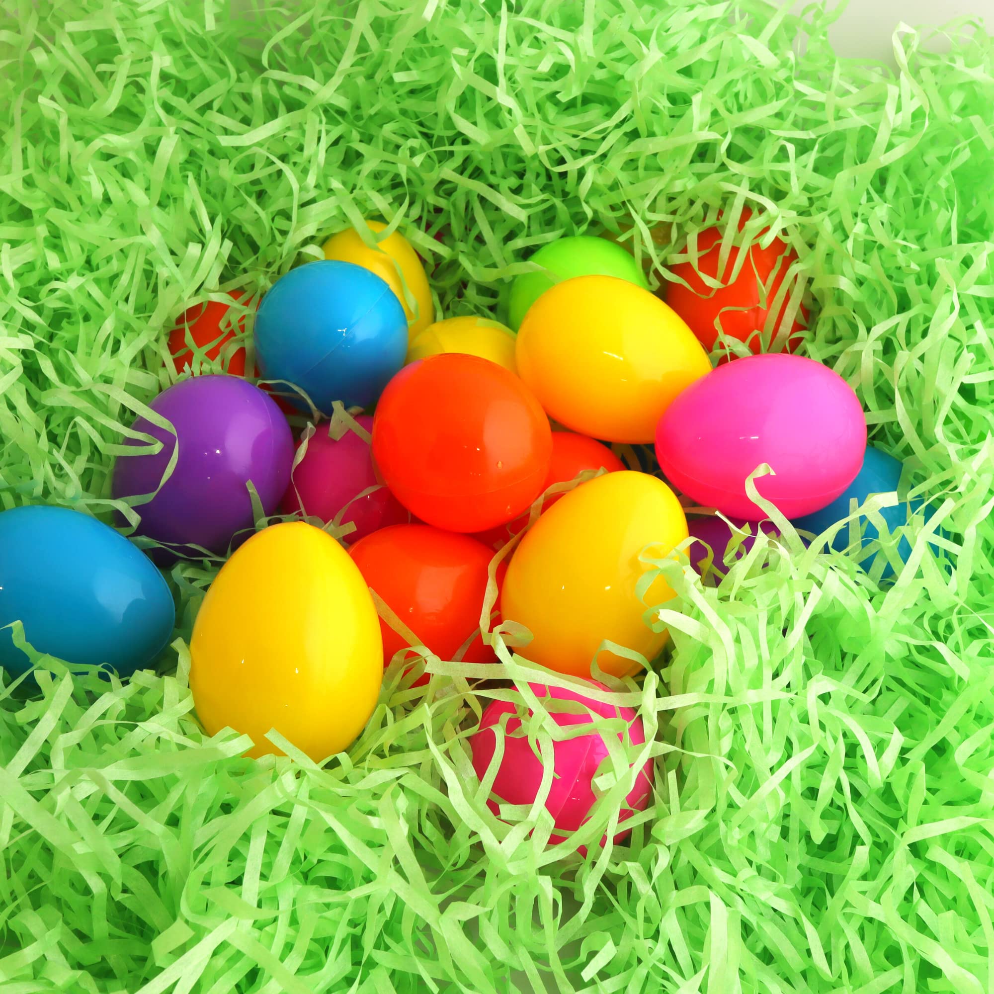 Bulk Plastic Candy Filled Easter Eggs with Jelly Beans and Stickers, Basket Stuffers, Assorted Bag of 45 (Bag of 45)