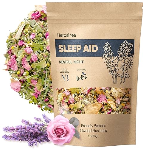 Sleep Aid Herbal Tea - Organic Calming Blend with Lemon Balm, Lavender, Linden, Chamomile, California Poppy, Passionflower, and Verbena - Supports