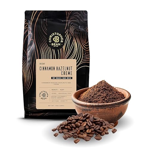 Christopher Bean Coffee - Certified Kosher - Decaf Ground Universal Drip Cinnamon Hazelnut Crème Flavored Coffee| Coffee Beans with Medium Roast 100%