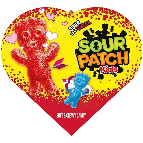 SOUR PATCH KIDS Soft & Chewy Valentines Day Candy, 6.8 oz Heart Shaped Box